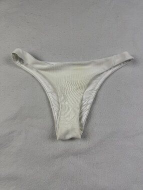 Full Tilt White Textured Stripe Hi-Cut Bikini Bottom Size XS